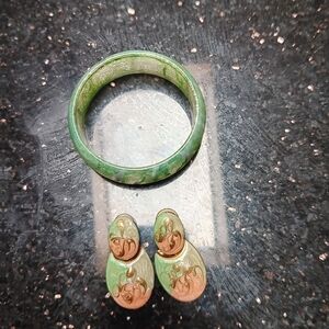 Green and Gold And Peach Jewelry Set